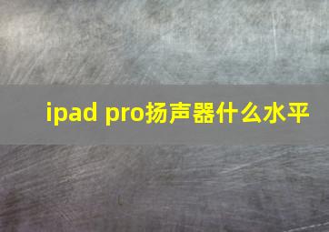 ipad pro扬声器什么水平